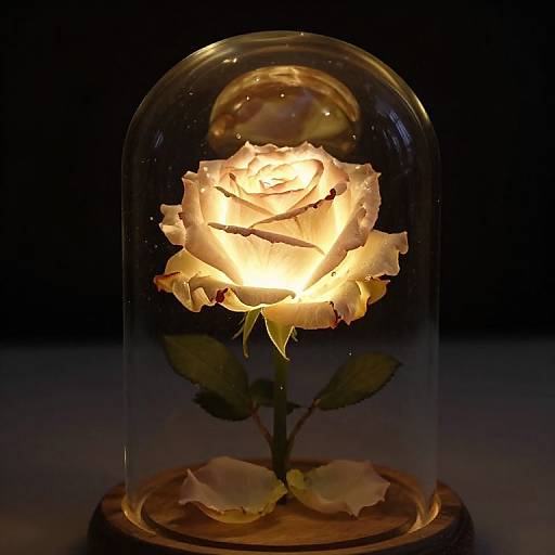 Ethereal Luminous Rose in Glass Dome