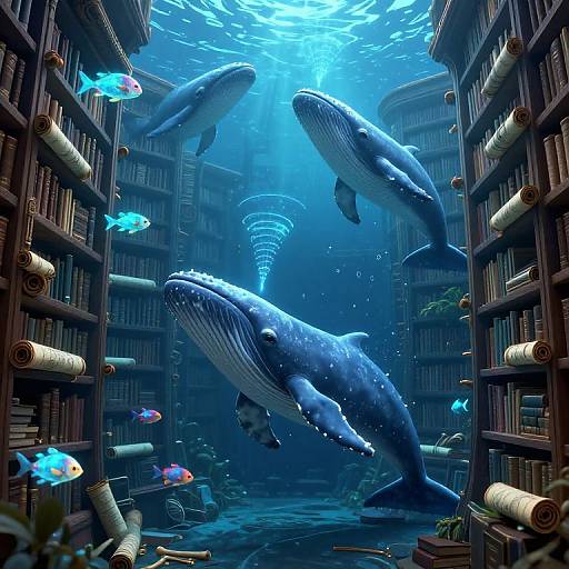 Surreal Underwater Cyberpunk Library