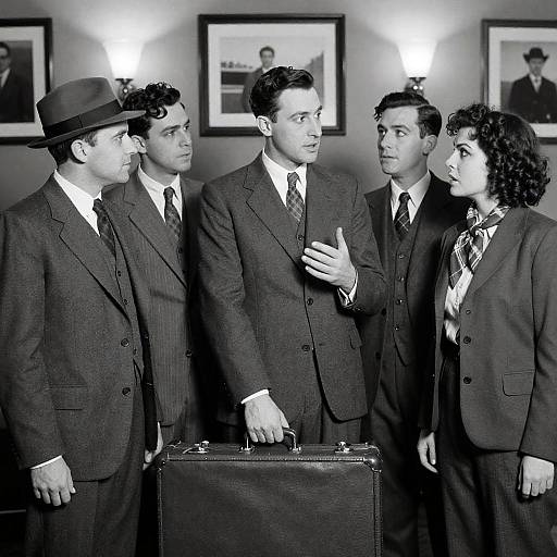 Vintage Black-and-White Group Portrait