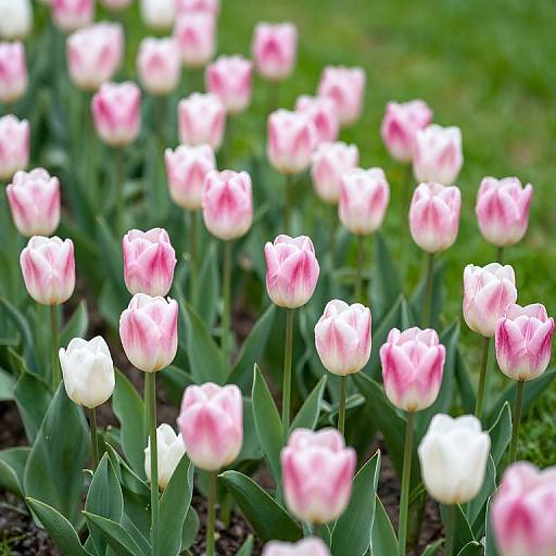 Spring Lawn with Blooming Tulips
