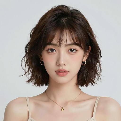 Photorealistic Portrait of Young Woman with Short Curly Hair