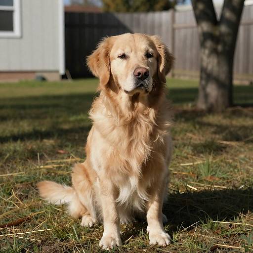 Golden Retriever in Sunlit Field