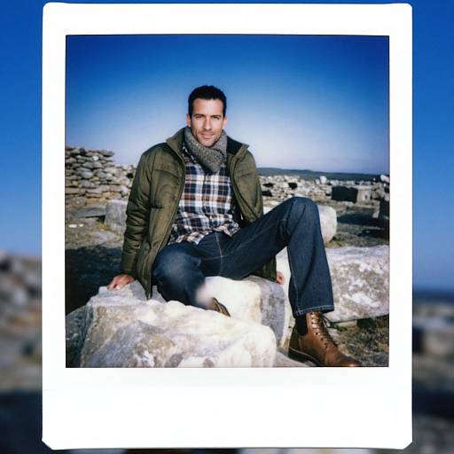 Man in Flannel at Ancient Ruins