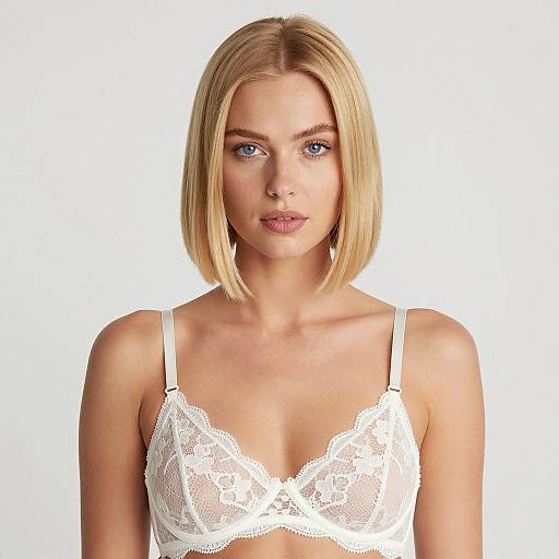 Elegant Blonde in Lace Bra Portrait