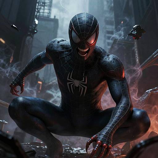 Menacing Spider Man Laughs in Shadows