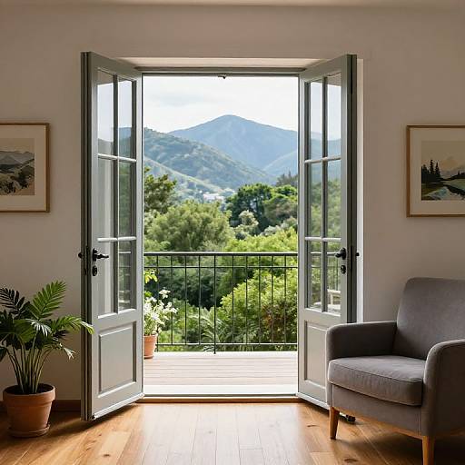Serene Balcony with Cozy Interior