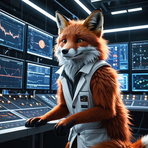Anthropomorphic Red Fox Scientist in High-Tech Laboratory