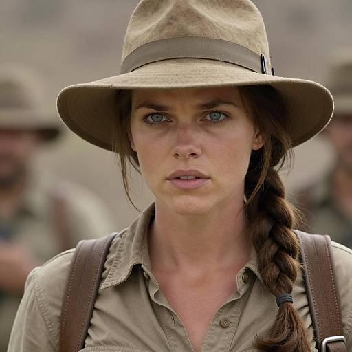 Young Woman in Safari Outfit Close-Up