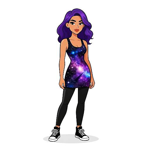 Cosmopolitan Woman in Galaxy Dress