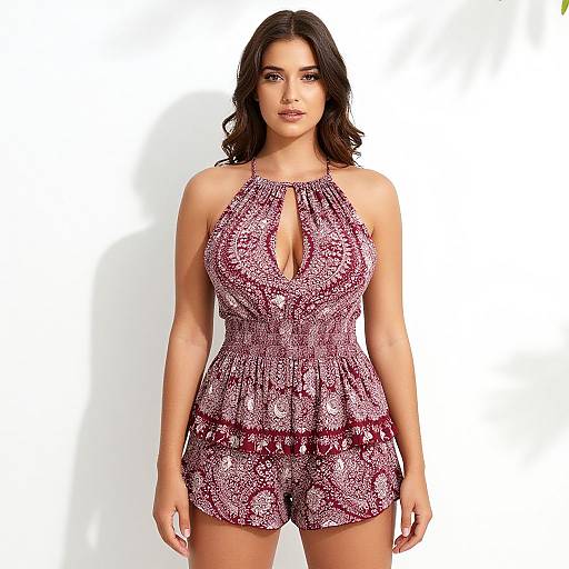 Bohemian Burgundy Romper Outdoors