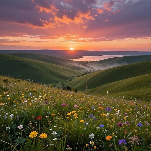 Surreal Panoramic Sunset Landscape