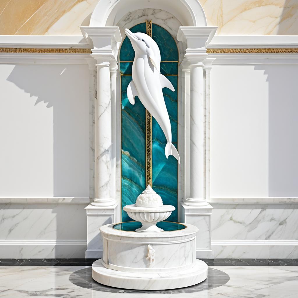 Elegant Dolphin Sculpture on Marble Pedestal