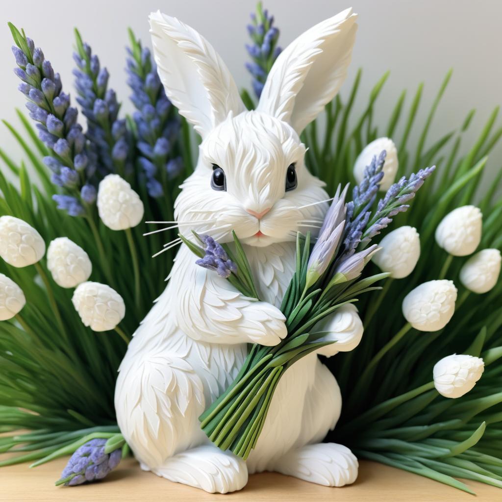 Detailed Rabbit with Bouquet in Scene