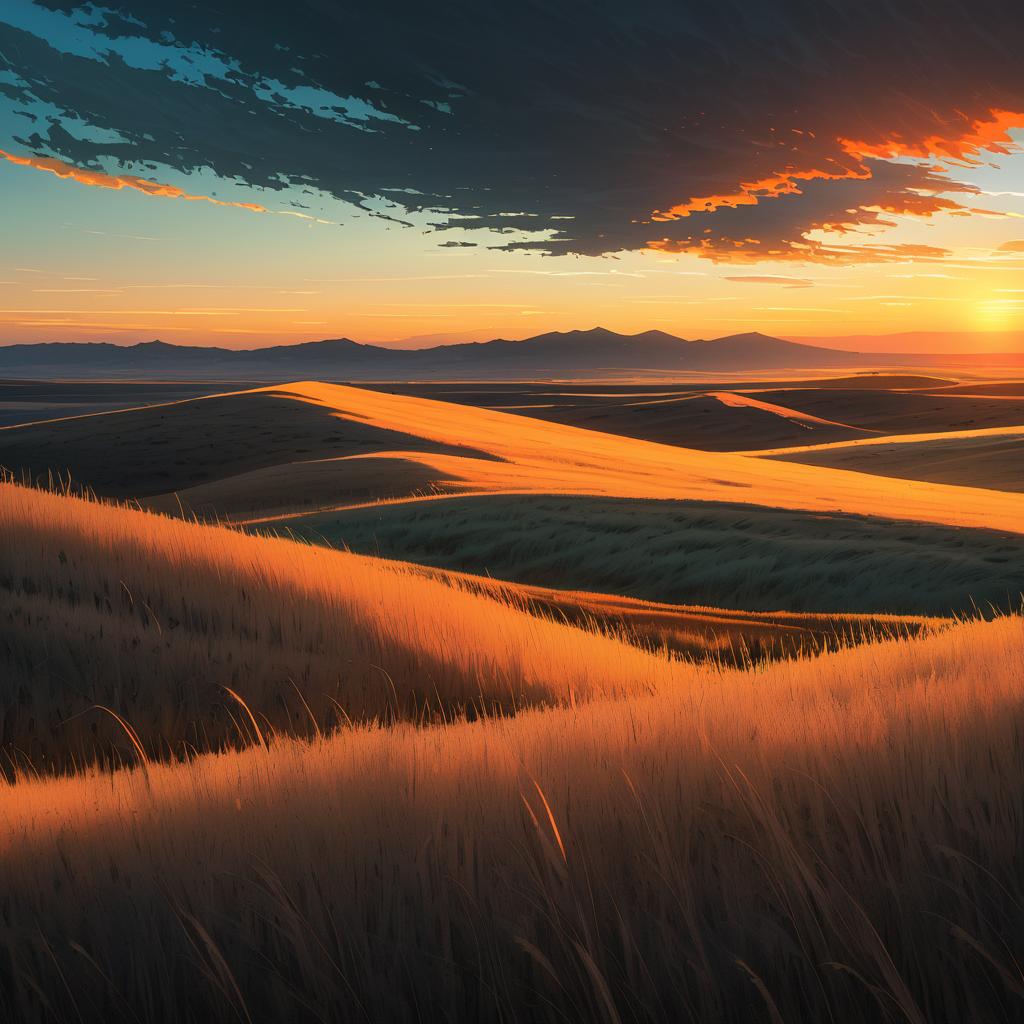 Dramatic Dawn Over Wind-Swept Steppe