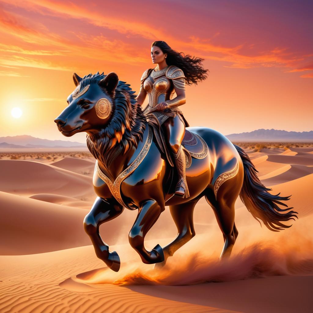 Majestic Centaur-Bear in Sunset Desert