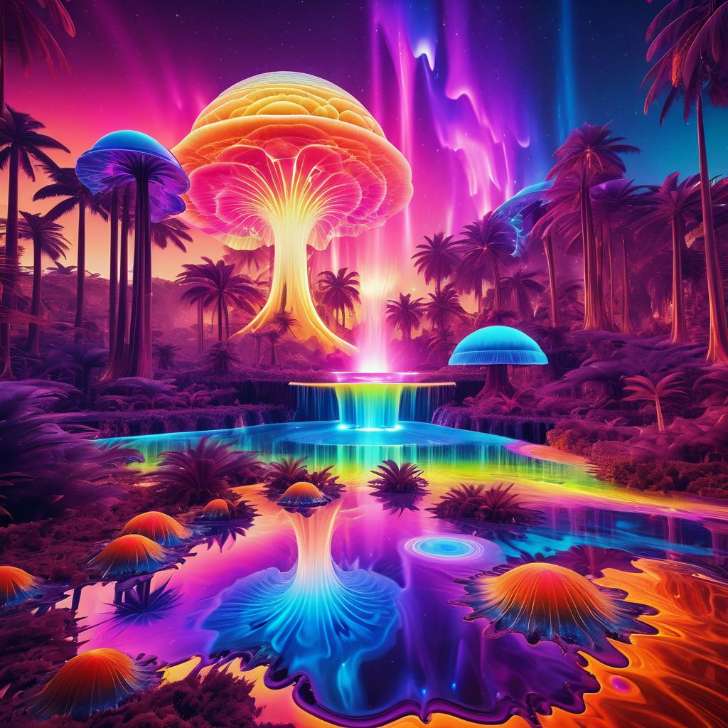 Mystical Psychedelic Mushroom Forest Landscape