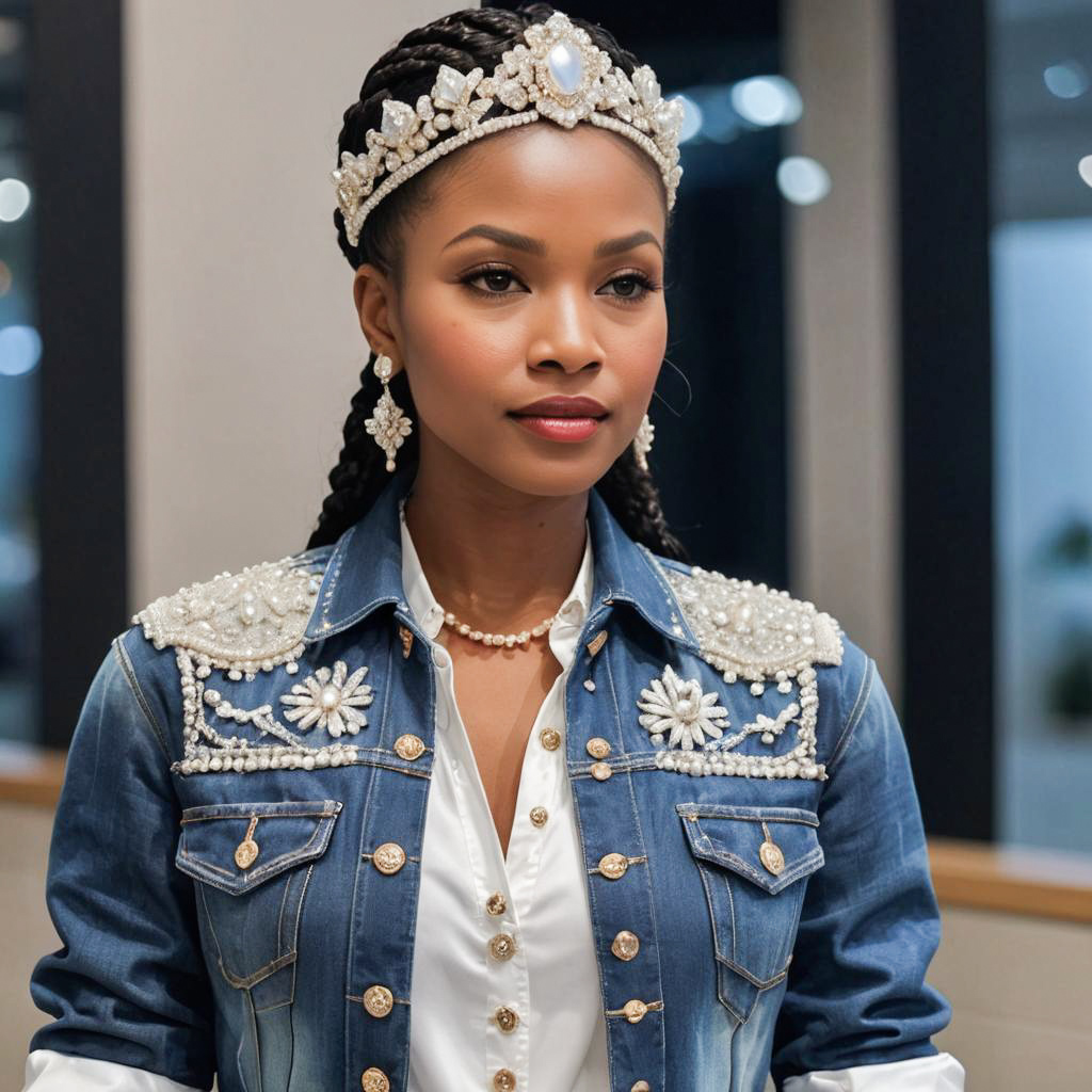 Fashion Forward Woman in Denim and Diamonds