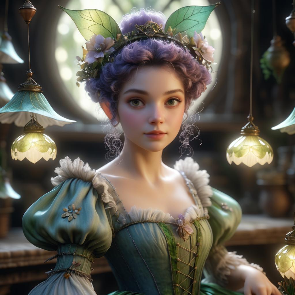 Whimsical Fairy Seamstress Portrait in 6K