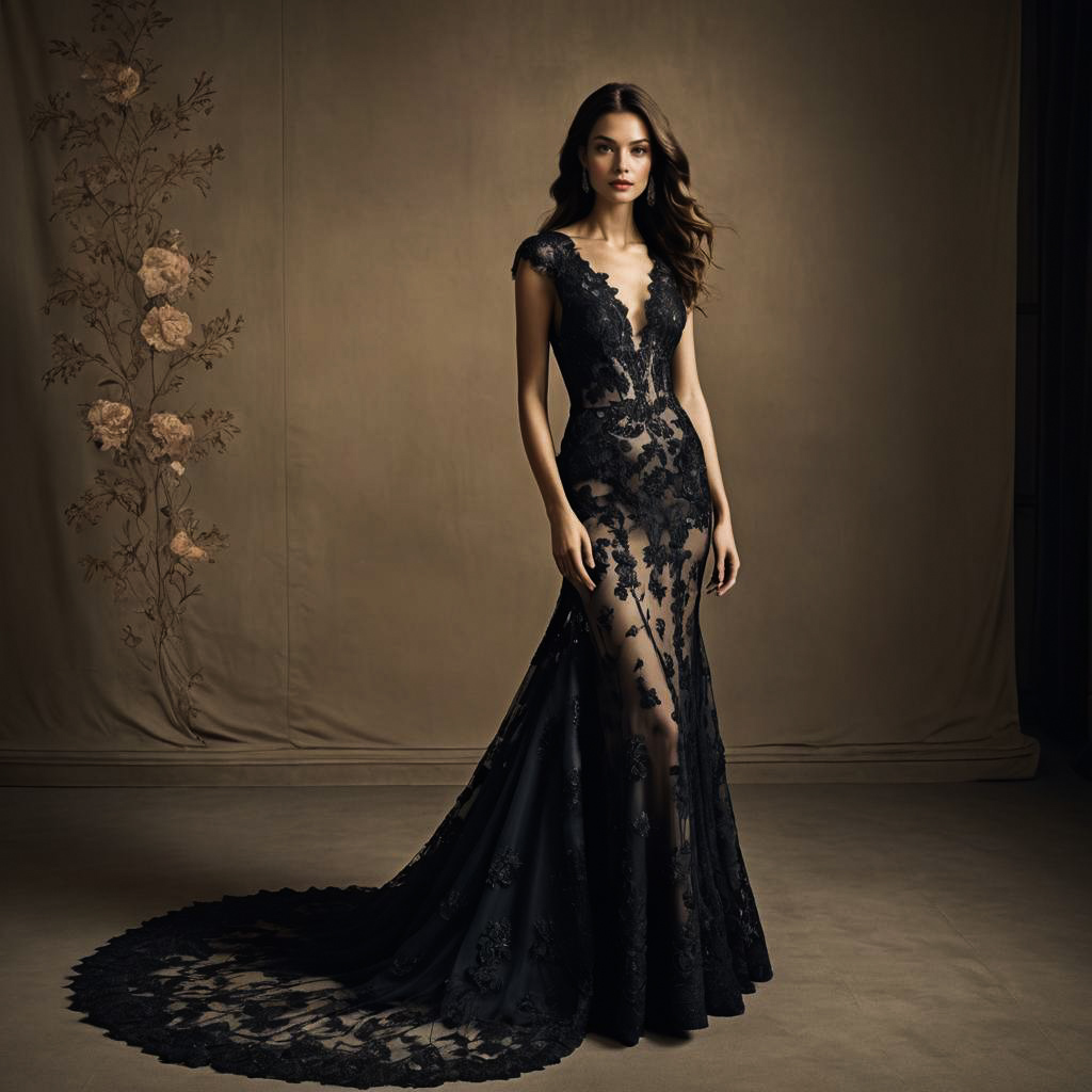 Sophisticated Woman in Elegant Lace Dress