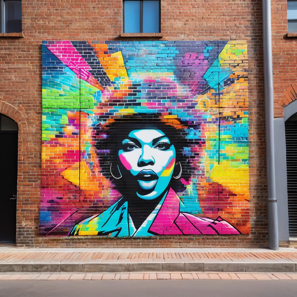 Vibrant Urban Murals on Brick Wall