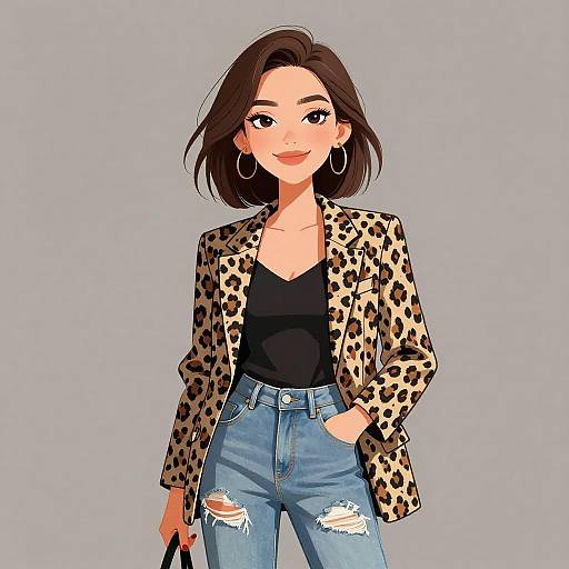Edgy Woman in Leopard Print Blazer