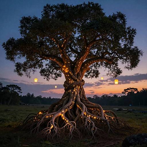 Bioluminescent Soul Roots at Twilight