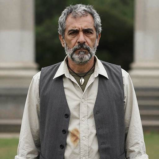 Serious Middle-Aged Man in Nature