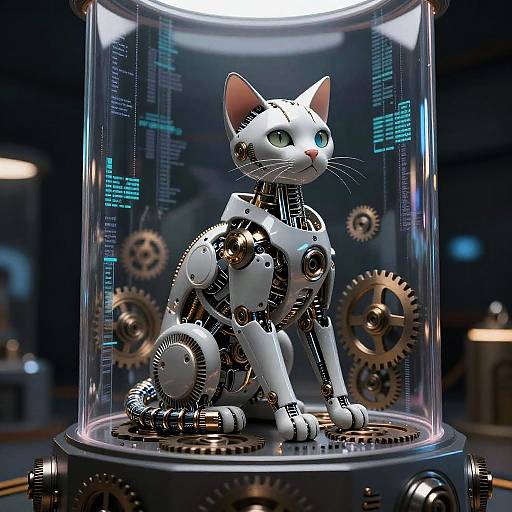Mechanical Feline AI Art