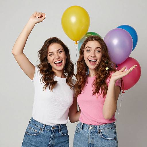 Happy Women Celebrating with Confetti