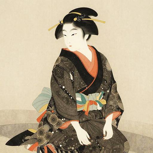 Amanojaku in Traditional Japanese Watercolor