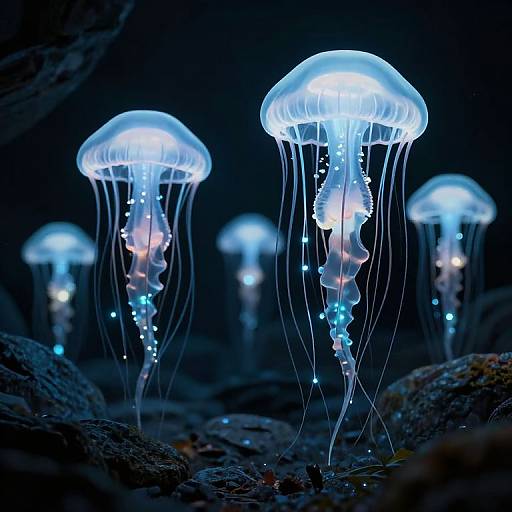 Bioluminescent Alien Jellyfish Figures