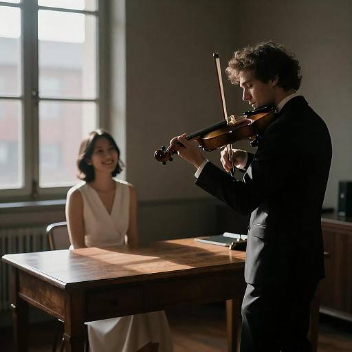 Elegant Music Scene in a Dim Room