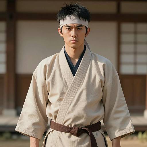 Photorealistic Asian Man in Ryu Costume