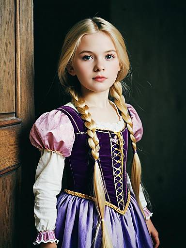 Young Girl in Rapunzel Costume