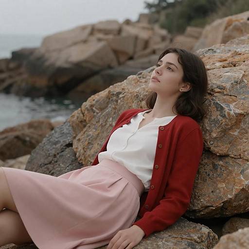 Serene Young Woman by the Sea