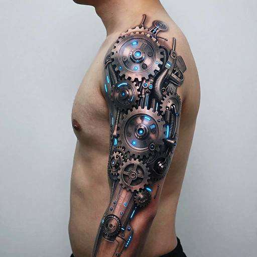 Futuristic Cyborg Flesh Gear Tattoo