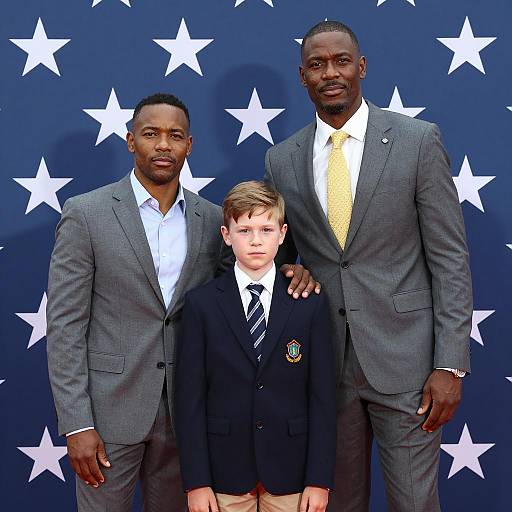 Men and Boy in Suits with Star Background