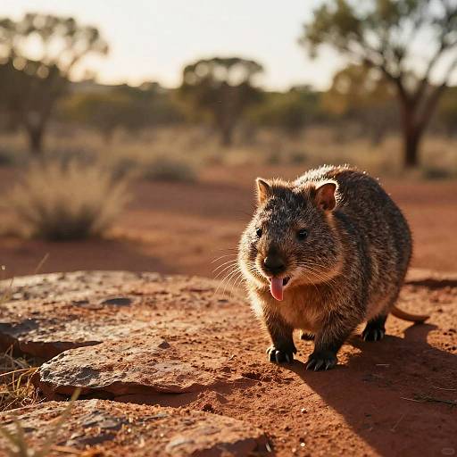 Numbat on Sunlit Red Rock Ledge