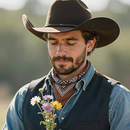 Serene Cowboy in Nature's Embrace