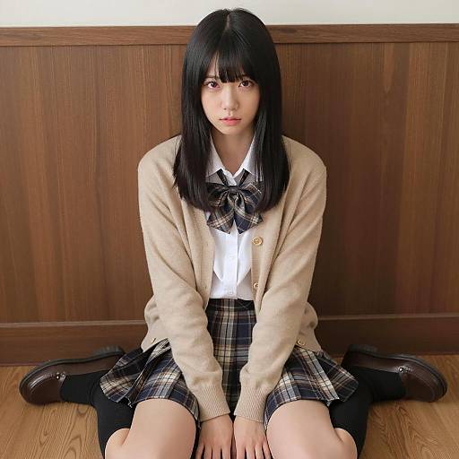 Casual Asian Fashion Portrait on Wood