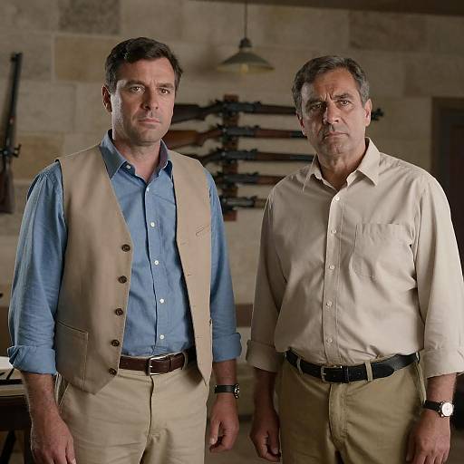 Two Men in Rustic Stone Room