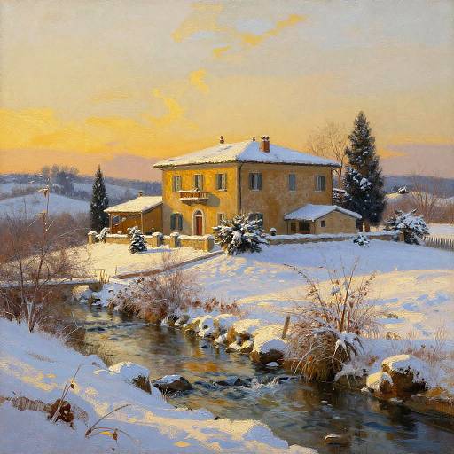 Lyrical Pastel Snowy Tuscan Villa