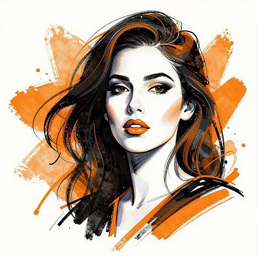 Abstract Woman Portrait with Bold Colors