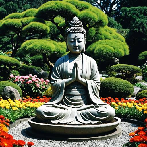 Buddha Statue in Zen Garden