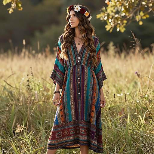Bohemian Beauty in a Sunlit Field