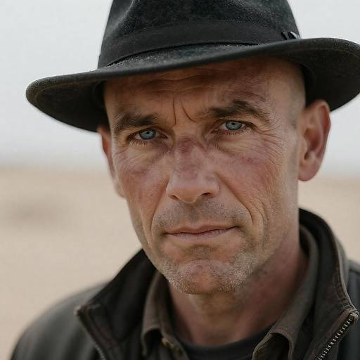 Portrait of a Weathered Man in Desert