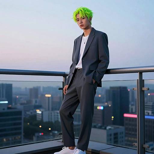 Neon Green Hair Male Fashion Editorial