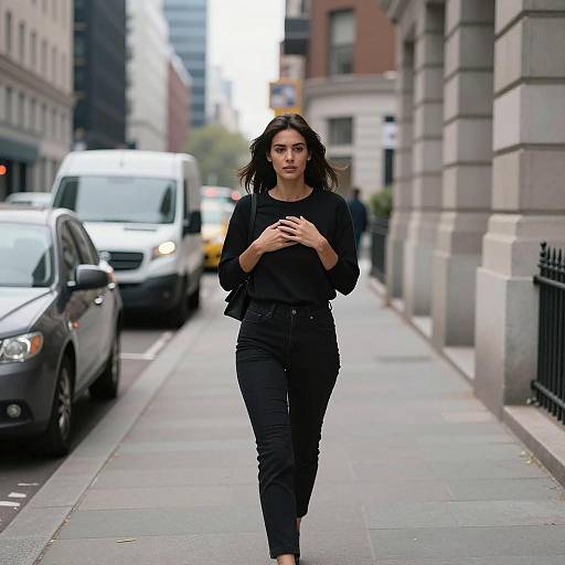 Urban Woman in Black Attire
