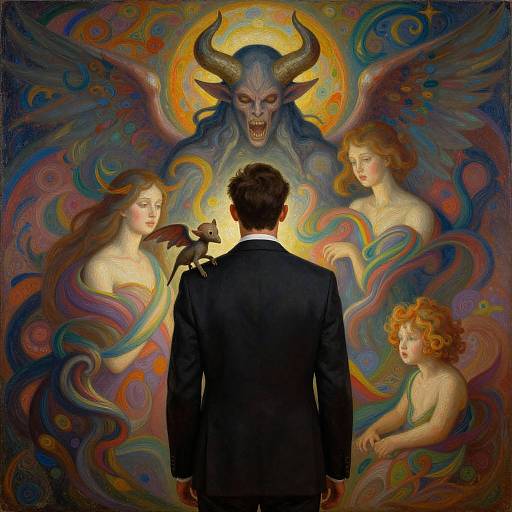 Surreal Encounter with Horned Figure