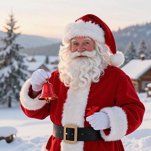Classic Male Santa in Winter Landscape